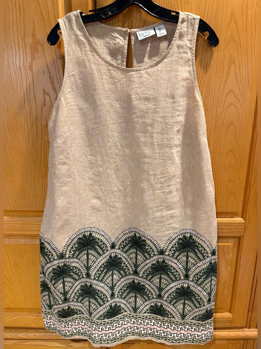 Nicole Miller Linen Palm Sleeveless Dress Size Large